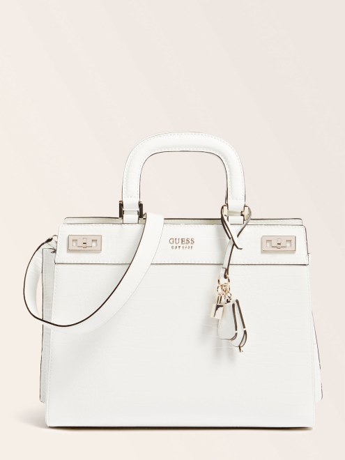 Bolso Maxi Con Estampado De Cocodrilo Katey Blanco Guess