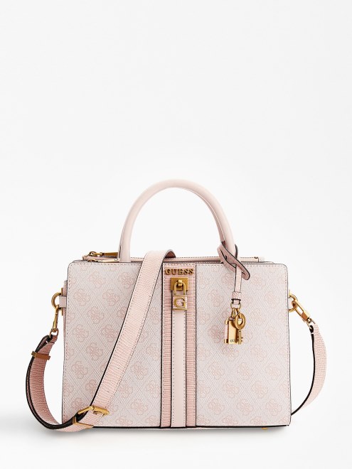 Bolso De Mano Con Logo Geneva 4g Crema Guess