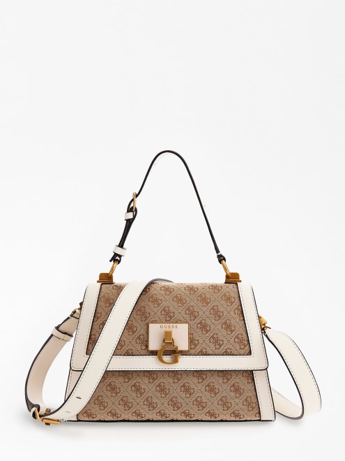 Bolso De Mano Guess Katey 4g Logo Blanco