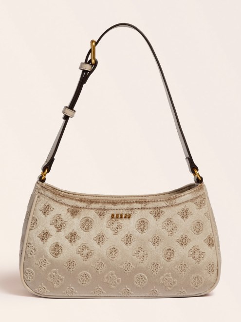 Bolso De Hombro De Terciopelo Kimi Beige Guess