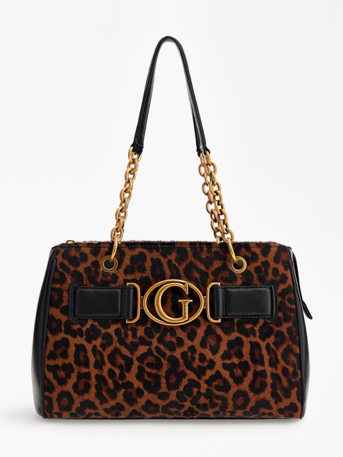Bolso De Hombro Guess Aviana De Piel Genuina Animalier
