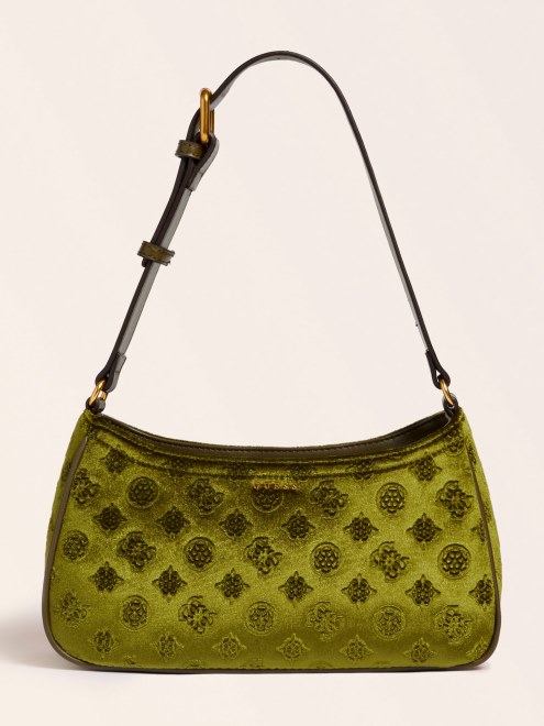 Bolso De Hombro Kimi De Terciopelo Verde Guess