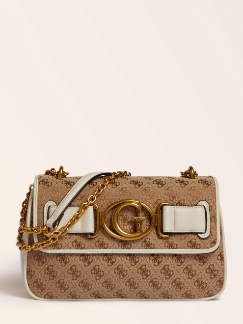 Bandolera Blanca Con Logo 4g De Guess Aileen