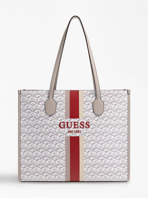 Shopper Guess Bolsillo Crema Silvana G Cubo Logo