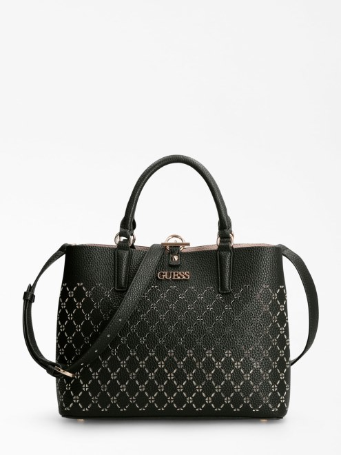 Bolso De Mano Guess Amara Negro Perforado