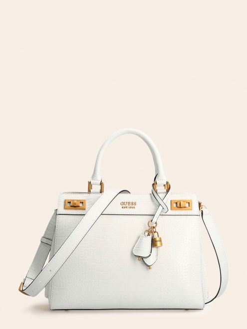 Bolso Katey Con Estampado De Cocodrilo Blanco Guess