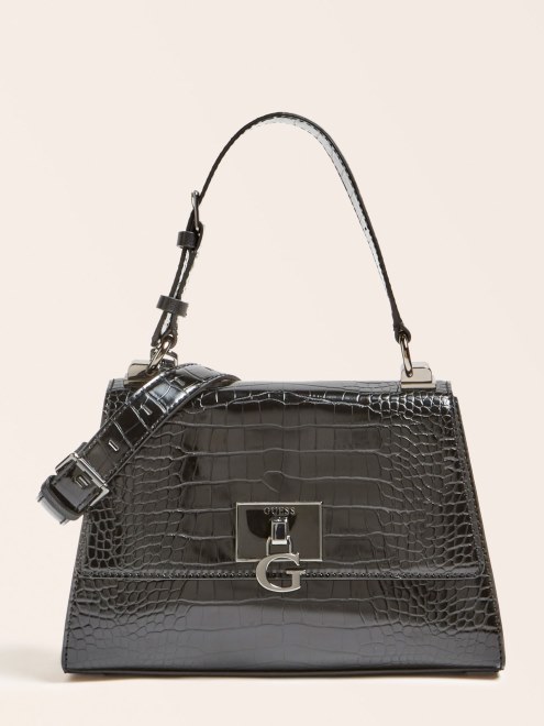 Bolso De Mano Guess Negro Con Estampado De Cocodrilo Stephi