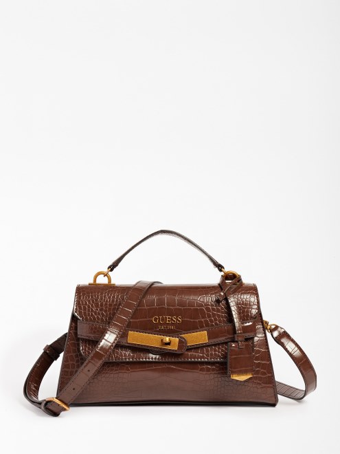 Bolso De Mano Enisa Estampado Coco Marron Guess