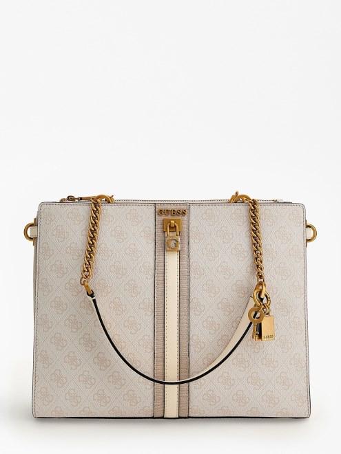 Bolso De Hombro Con Logo Ginevra 4g Crema Guess