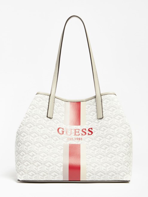 Shopper Guess Bolsillo Vikky G Cube Logo Crema