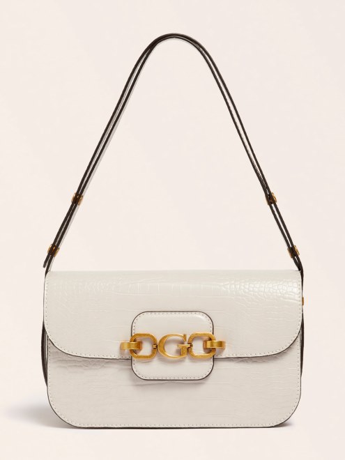 Bolso De Hombro Con Estampado De Cocodrilo Hensely Blanco Guess