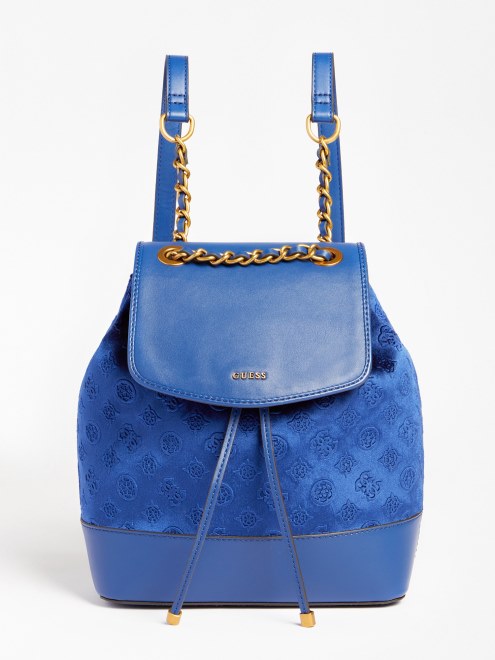 Mochila Terciopelo Inia Azul Guess