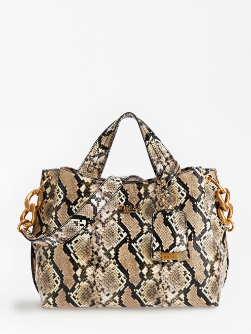 Bolso De Mano Con Estampado De Pitón Zed Guess Multi Beige