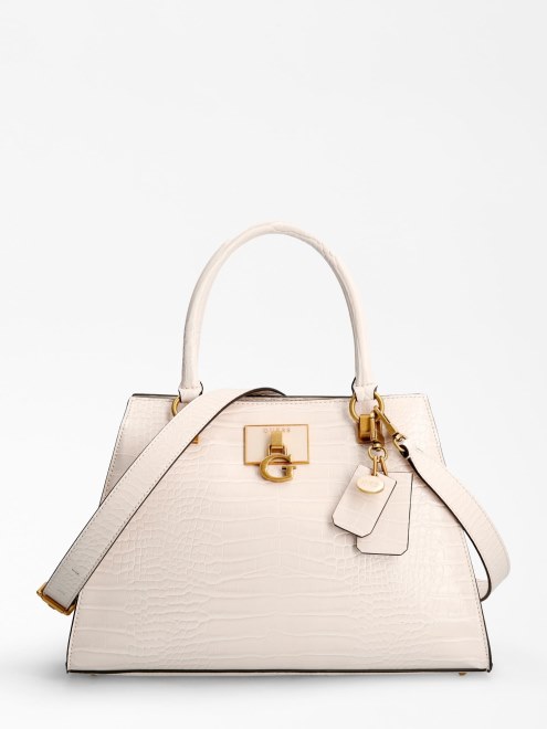 Bolso De Mano Guess Blanco Con Estampado De Cocodrilo Stephi