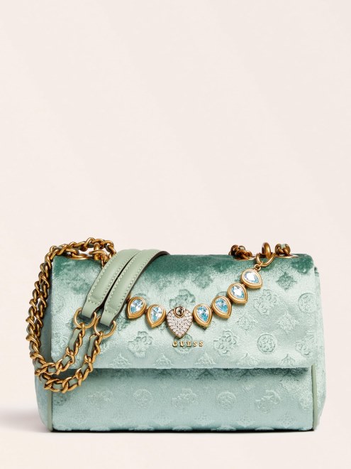 Bandolera Joya De Terciopelo Kimi Adivinar Azul Claro