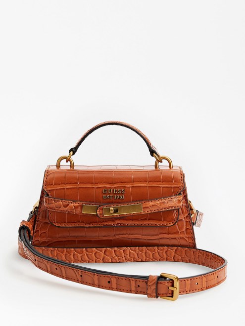 Bolso De Mano Micro Tullia Con Estampado De Cocodrilo Guess Marron