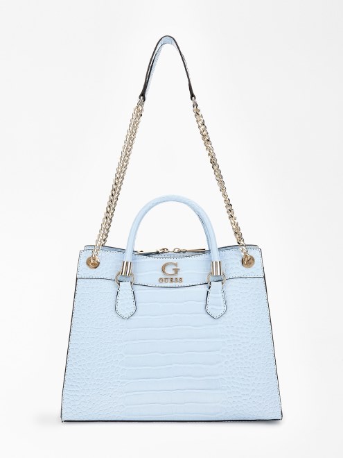 Bolso De Mano Guess Azul Claro Con Estampado De Cocodrilo