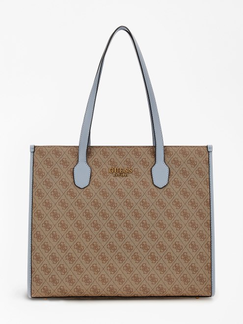 Bolso De Hombro Silvana 4g Logo Azul Claro Guess