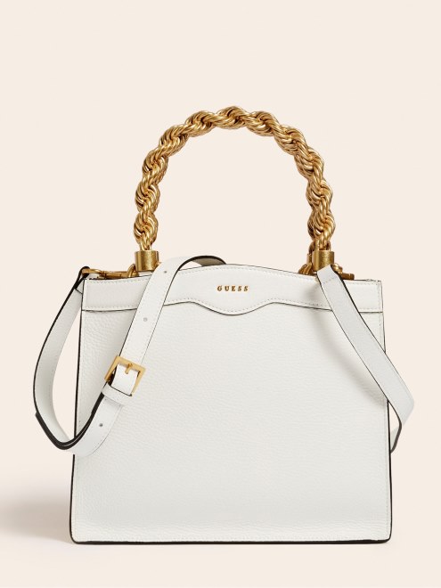 Bolso Mini Aida De Cuero Real Guess Blanco