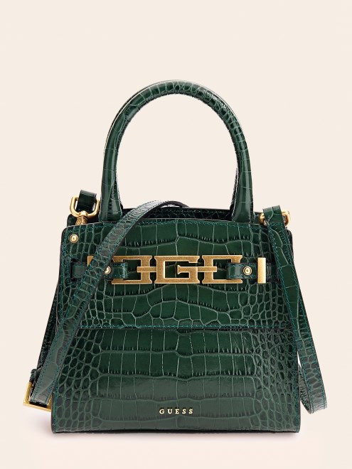 Minibolso De Mano Guess Cristina Azul De Piel Auténtica