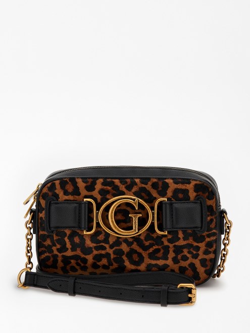 Guess Animalier Aviana Mini Bandolera De Cuero Genuino