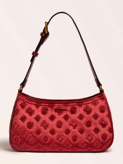 Bolso De Hombro De Terciopelo Guess Kimi Rojo