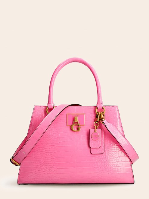 Bolso De Mano Guess Stephi Con Estampado De Cocodrilo Rosa