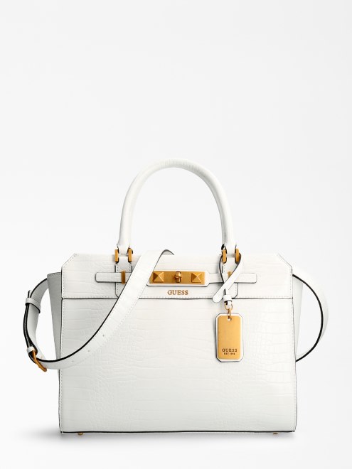 Bolso De Mano Guess Blanco Con Estampado De Cocodrilo Raffie