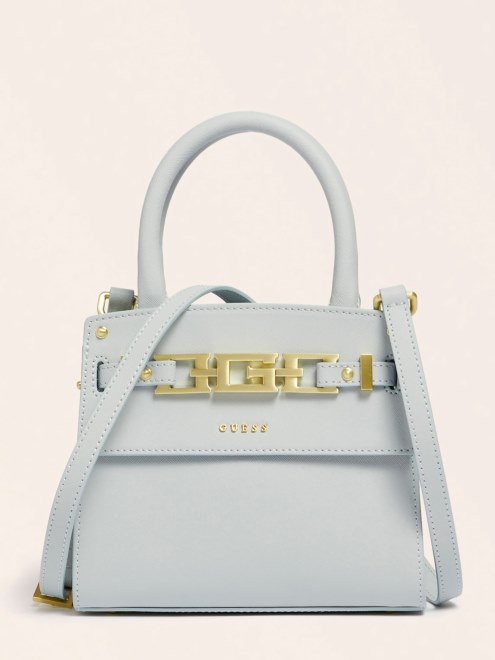 Bolso De Mano Guess Azul Claro Cristina De Piel Auténtica
