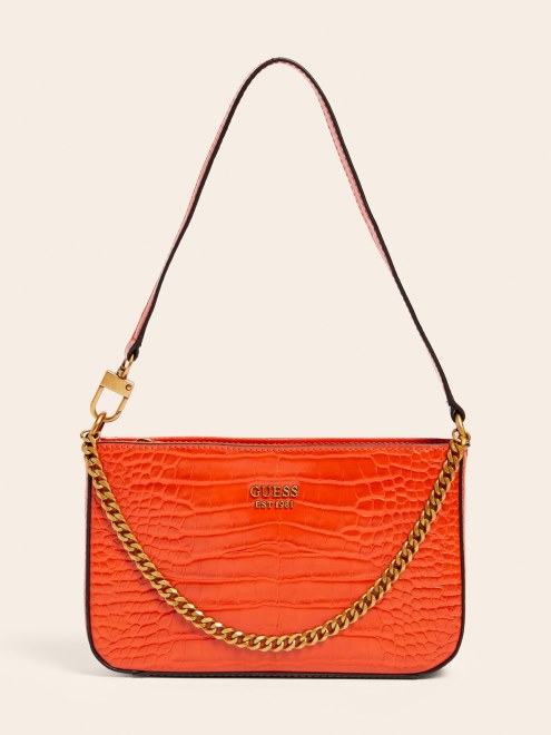 Bolso De Hombro Con Estampado De Cocodrilo Katey Naranja Guess