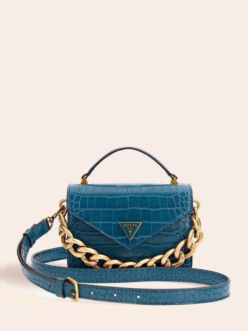 Bolso De Mano Guess Retour Con Estampado De Cocodrilo Azul