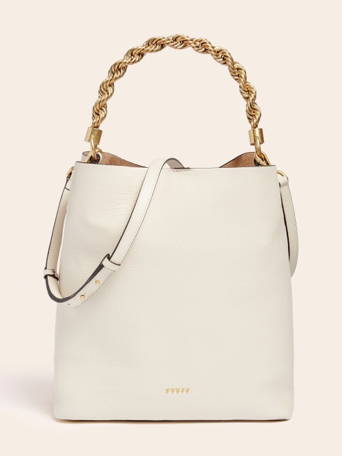 Bolso De Mano De Cuero Aida Blanco Adivinar