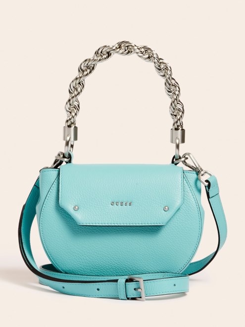Bolso Mini Aida De Piel Real Azul Guess