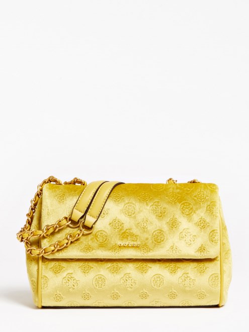 Bolso Bandolera Kimi De Terciopelo Amarillo Guess