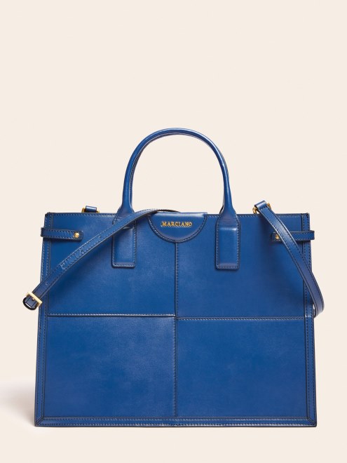 Shopper De Cuero Auténtico Stilla Azul Adivinar