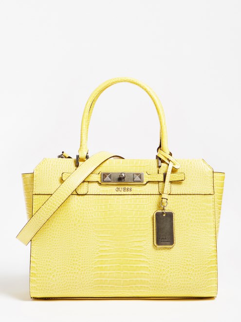 Bolso De Mano Con Estampado De Raffie Croc Adivinar Amarillo