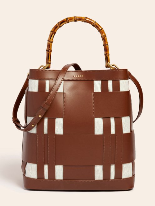 Bolso Hobo De Piel Auténtica Entretejida Aida Marrón