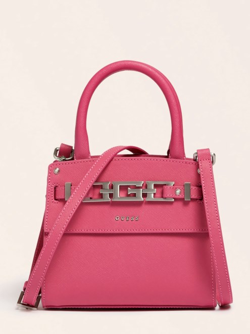 Bolso De Cuero Guess Cristina Real Fucsia