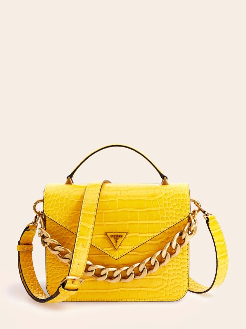 Minibolso Retour Con Estampado De Cocodrilo Amarillo Guess