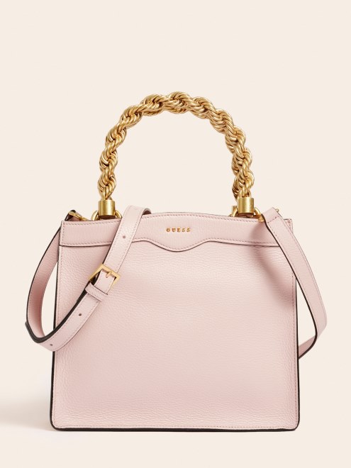 Bolso De Mano Guess Rosa Aida De Piel Auténtica