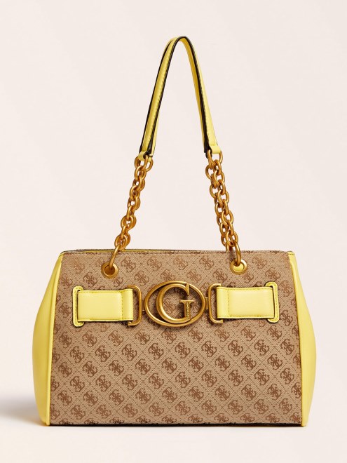 Bolso De Hombro Guess Amarillo Con Logo 4g