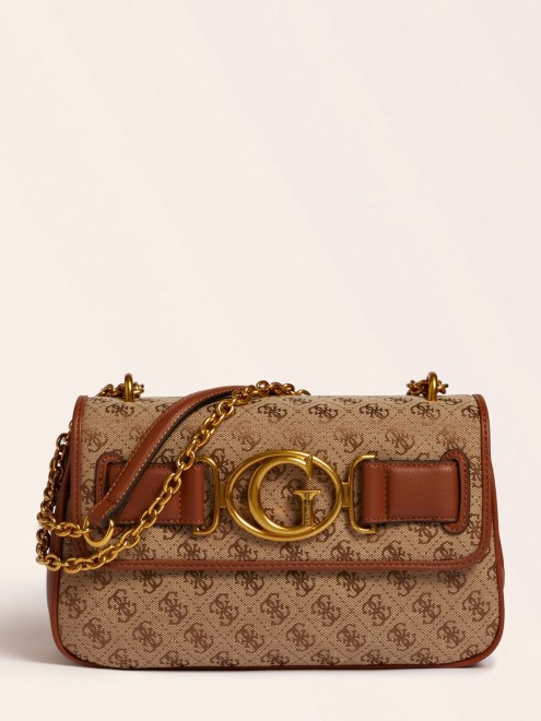 Bolsa Crossbody Aileen 4g Logo Marrón Guess