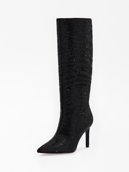 Botas Altas Dayton Con Detalle De Strass Negro Guess