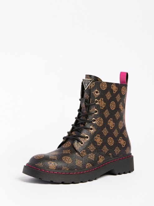 Botas De Combate Con Logo De Peonía Guess Rambo 4g Marrones