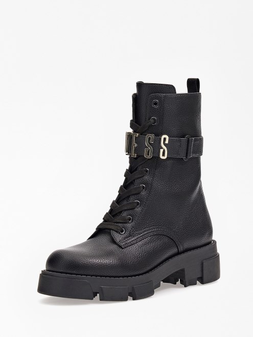 Botas De Combate Con Logo De Letras Guess Madox Negras