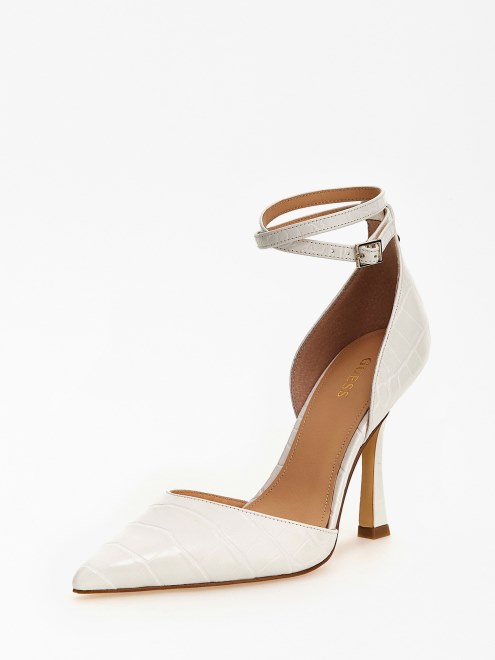 Sandalias Blancas Guess Sydnie Con Estampado De Cocodrilo