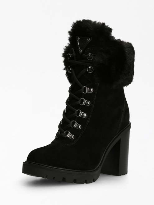 Botines De Piel Genuina Gelyn Negros Guess