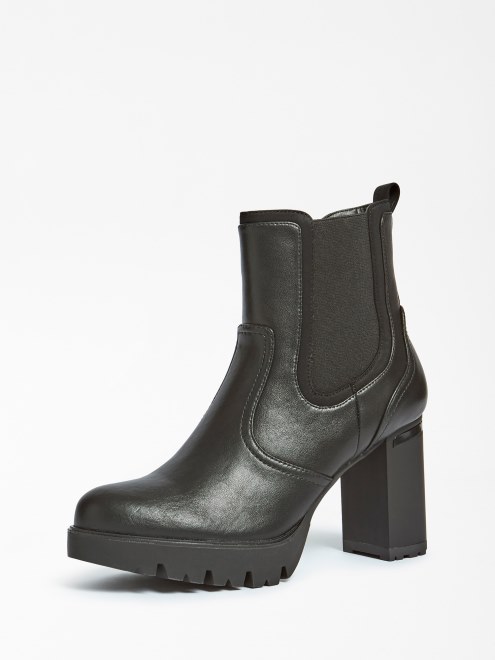 Botín Sabina Cuero Genuino Negro Guess