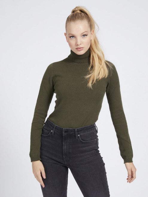 Guess Sweater De Cuello Alto Verde