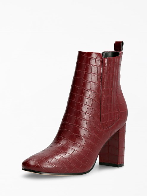 Botines Con Estampado De Cocodrilo De Guess Kaelyn Rojo